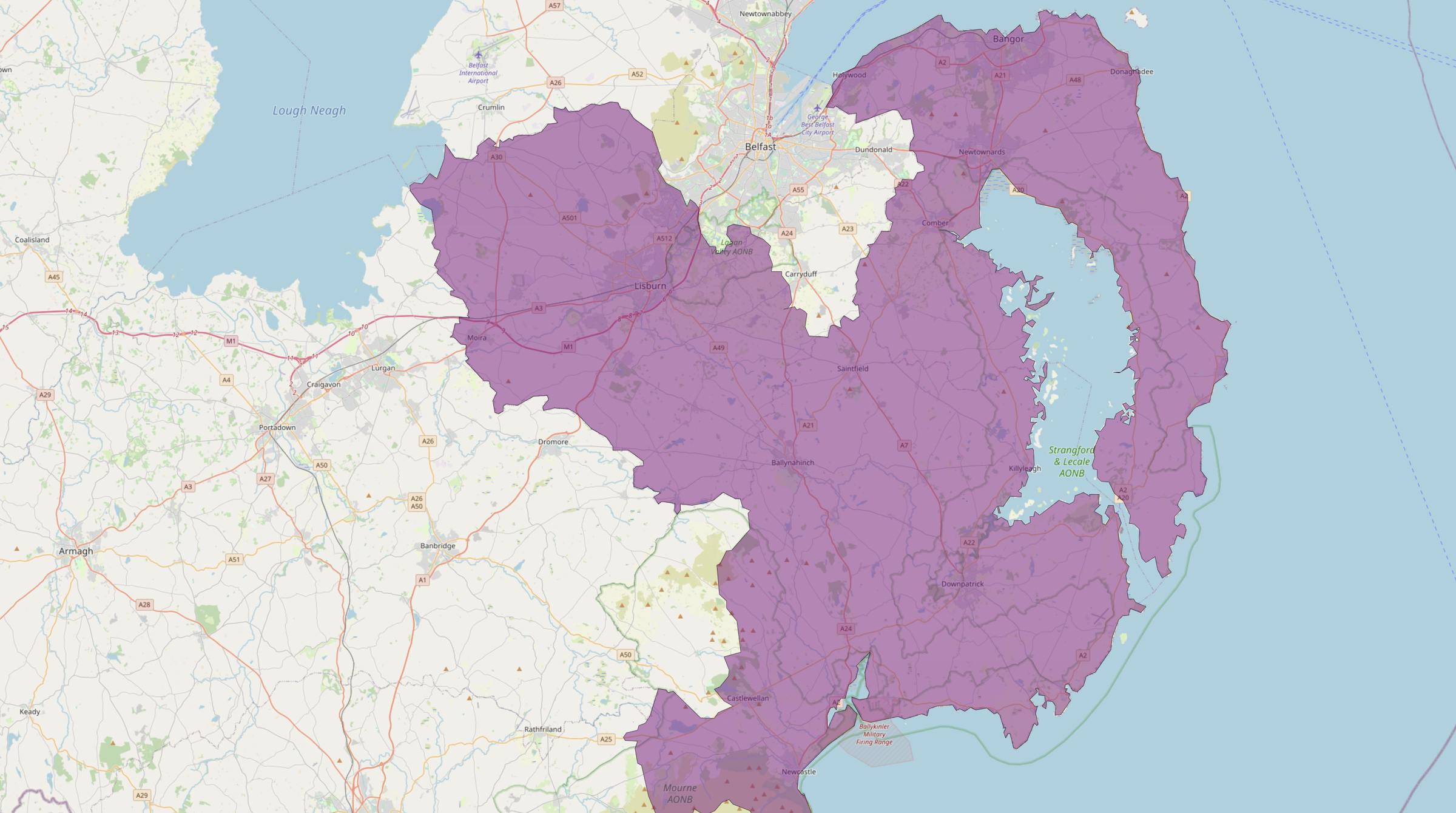 South East Area Map Northern Ireland
